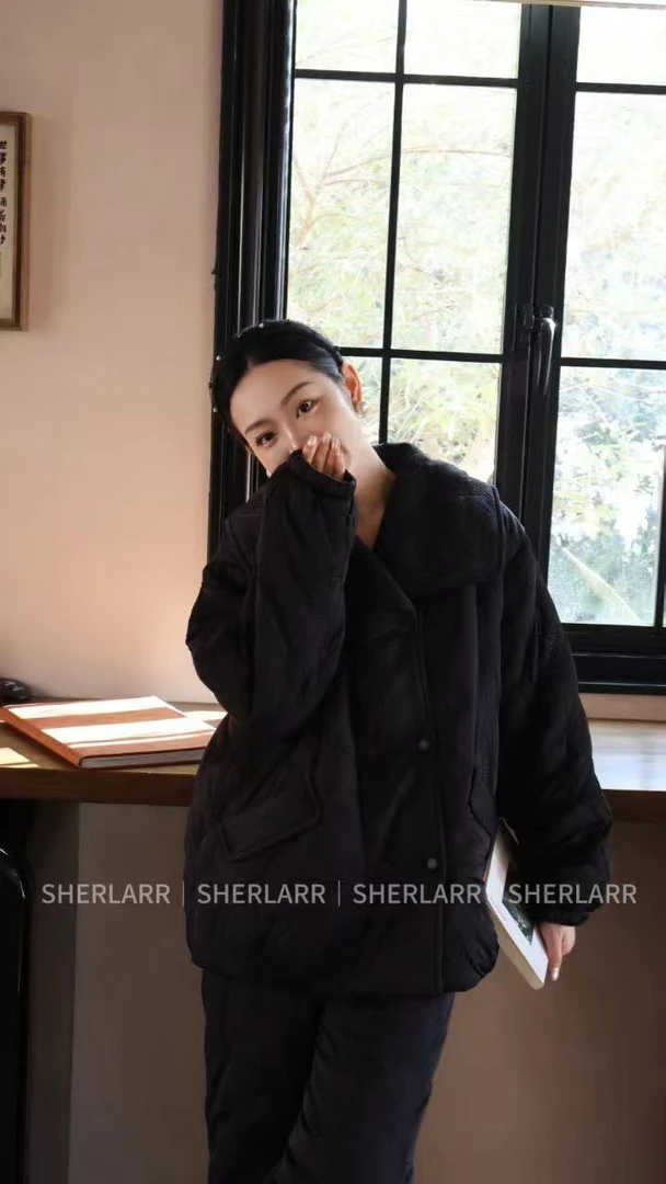 SL 大方领按扣夹棉加绒家居服套装25026