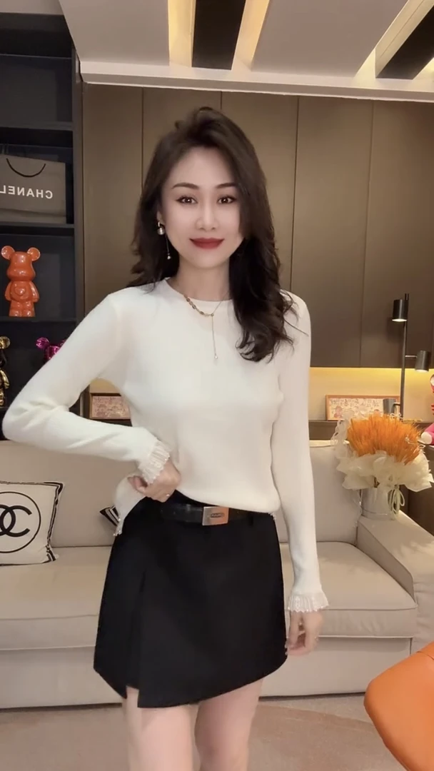 美拉德穿搭蕾丝拼接假两件半高领针织打底衫女秋冬季内搭叠穿上衣