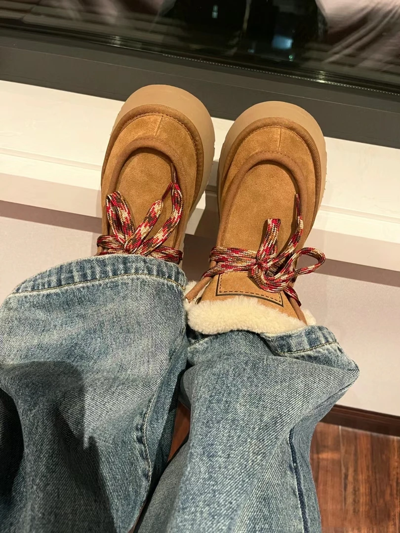 【桑坡雪地靴断码清货001-090】2024冬季内里羊皮毛一体雪地靴保暖