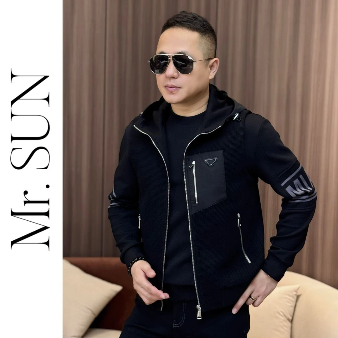 孙先生男装｜针织马甲秋季男士连帽拉链马甲79125