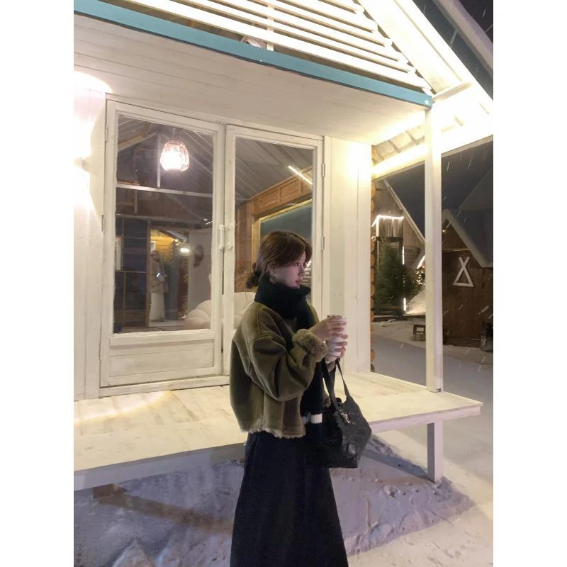 (尘际迷雾)2025秋冬新款韩系宽松慵懒风加厚保暖外套女