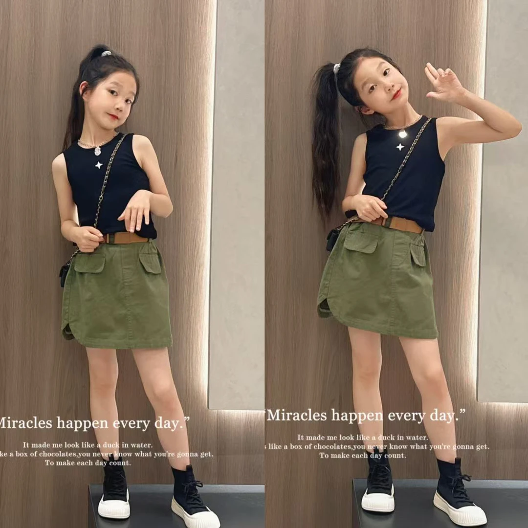 女童短裤套装夏季2024新款儿童裤子女孩大童工装裙裤潮酷穿搭童装