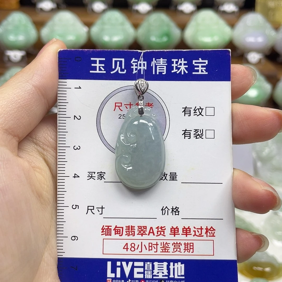 翡翠银S925镶嵌颈饰如意