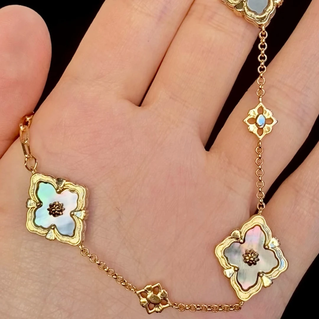 合金贝壳手链 【孤品清】复古五花贝母手链