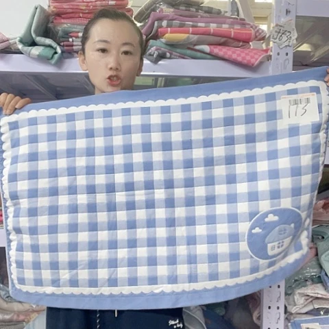 棉棉纱布蓝色小房子173号纯棉