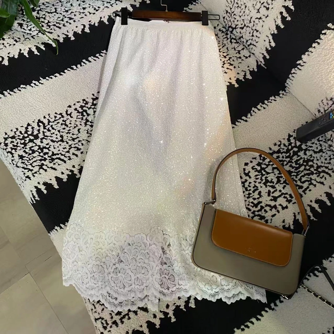 【K姐私家定制】618福利场-珠片拼接蕾丝半身裙-72657