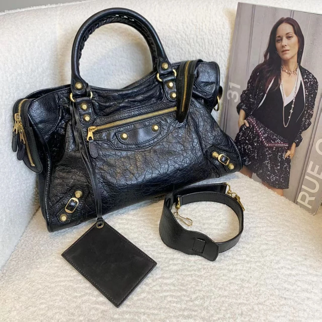 99新 Balenciaga/巴黎世家 壹臻/黑金机车包中号 12199496