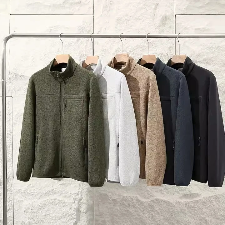 高效暖绒 阳离子抓绒 3D立体裁剪 秋季男加厚立领针织抓绒衣外套