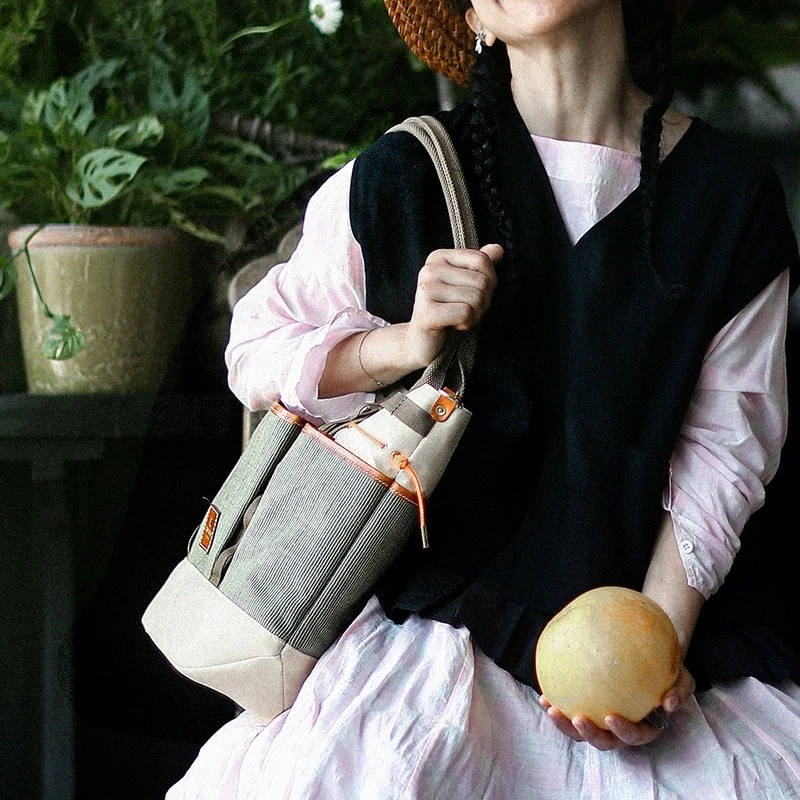 Urban Farm胡椒盐拼配油蜡布园艺Tote单肩包托特包妈妈包