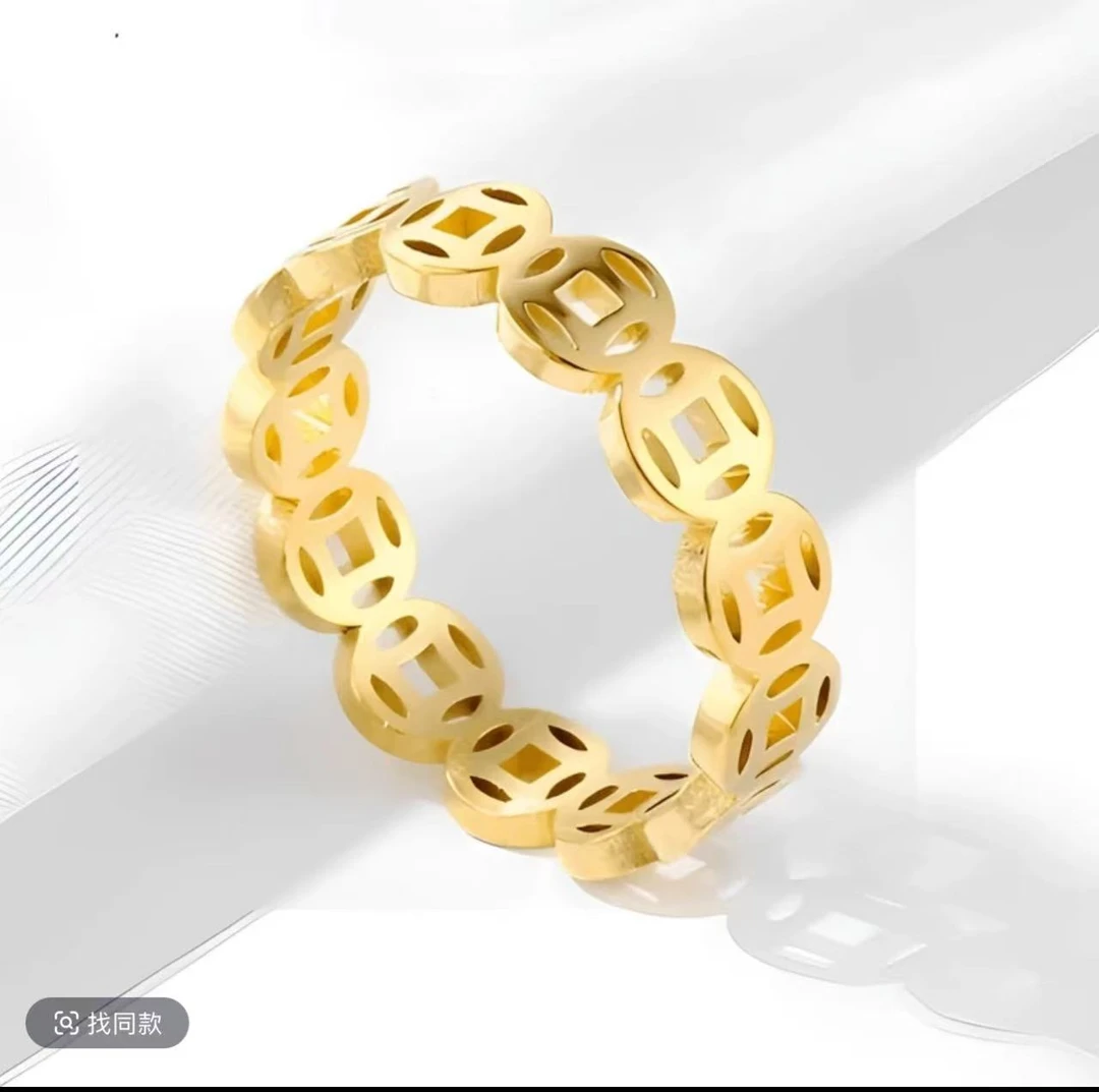 合金戒指 【铜钱戒指】钱多多手工古法经典哑光磨砂指环传承气质