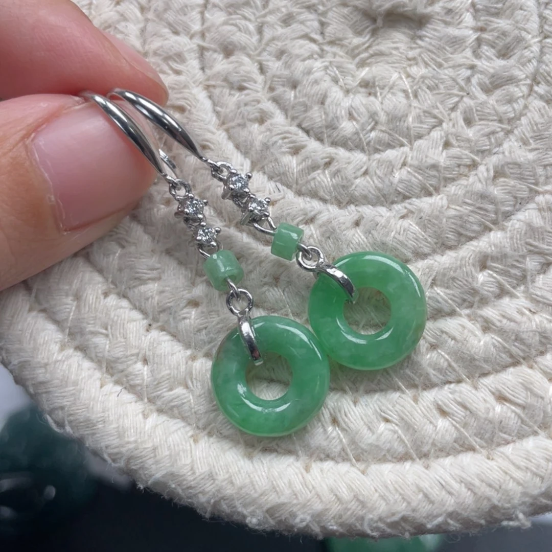 翡翠银S925镶嵌手链天然A货缅甸翡翠