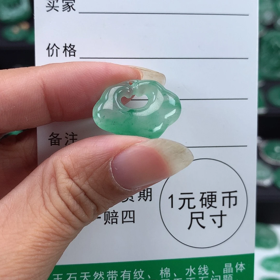 银S925镶嵌吊坠石英质玉（非洲翠）