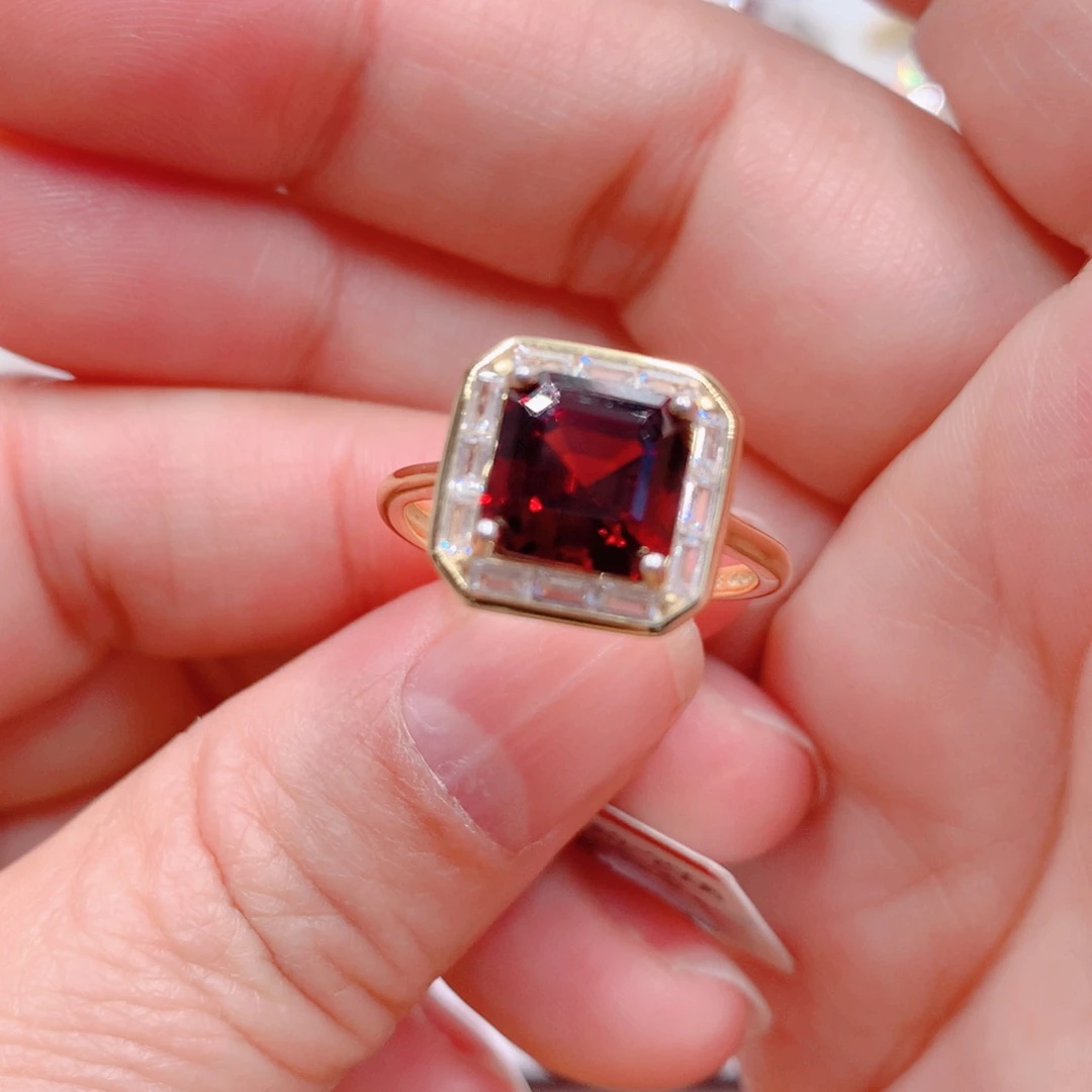 石榴石戒指银S925镶嵌