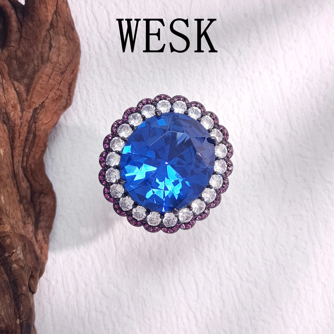 铜合金合成锆石戒指 WHSM-002059【幻蓝星语】戒指气质简约精致