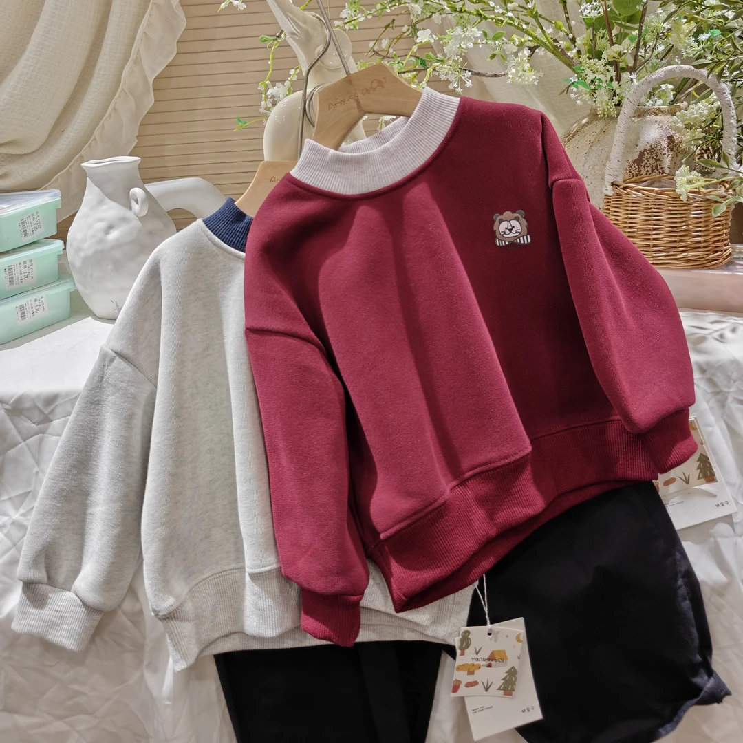 D4-5。070冬季一体绒卫衣童装