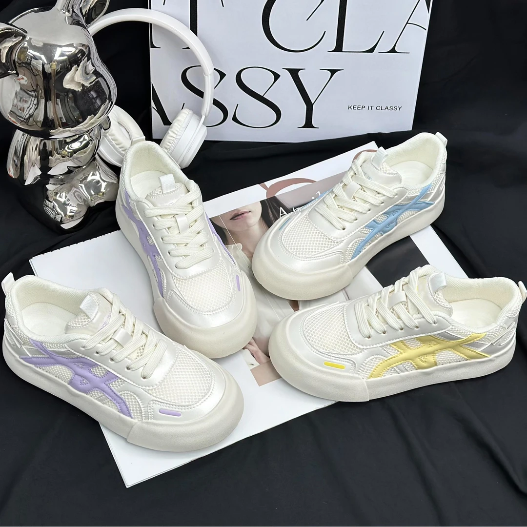 透气网面小白鞋女款2025新款百搭休闲运动板鞋德训鞋