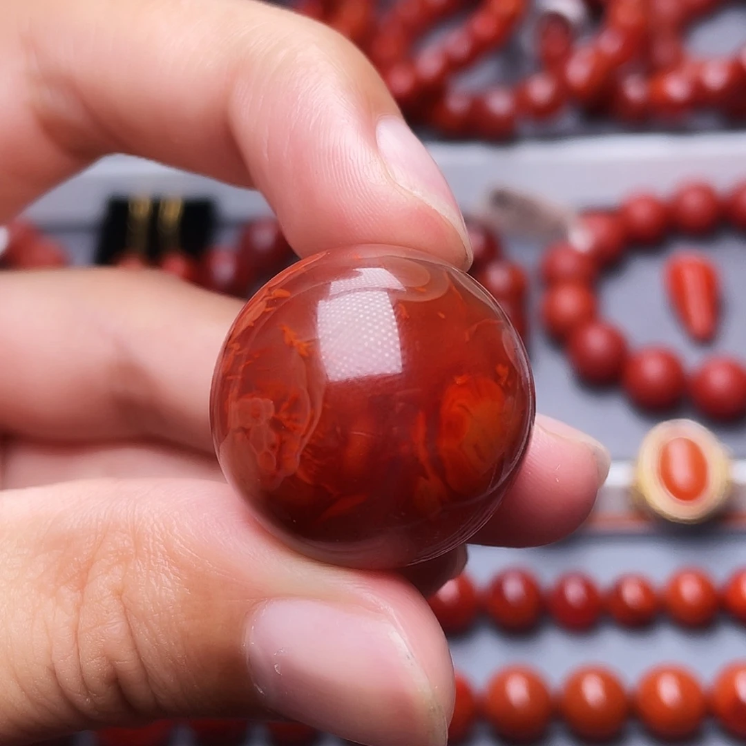 手链未镶嵌南红玛瑙26.2mm瓦西火焰纹单珠