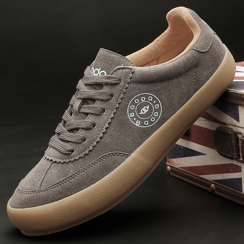 25027 秋季新款男鞋绒面时尚潮鞋韩版潮流百搭板鞋男士系带休闲鞋