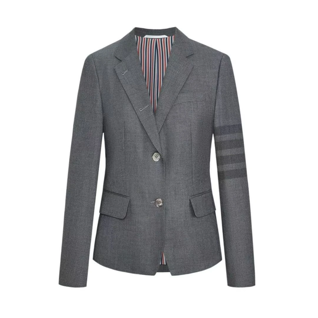 羊毛色织四条文修身小版西服外套休闲百搭经典时尚