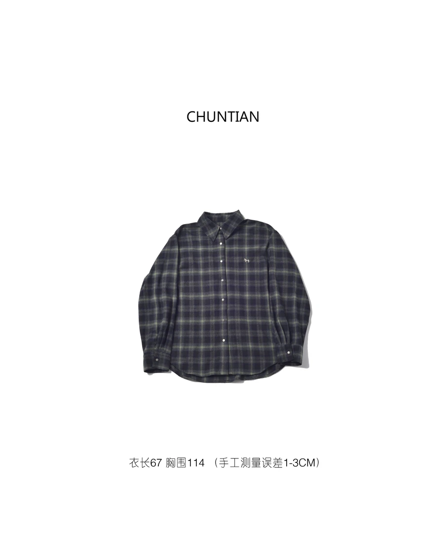 CHUNTIAN 加厚磨毛格子衬衫