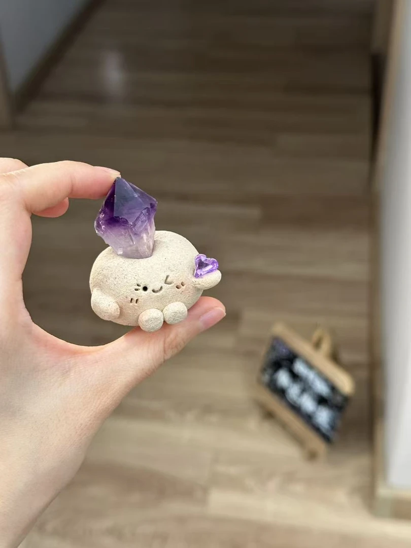 水晶小豆丁可爱大颗粒紫水精牙