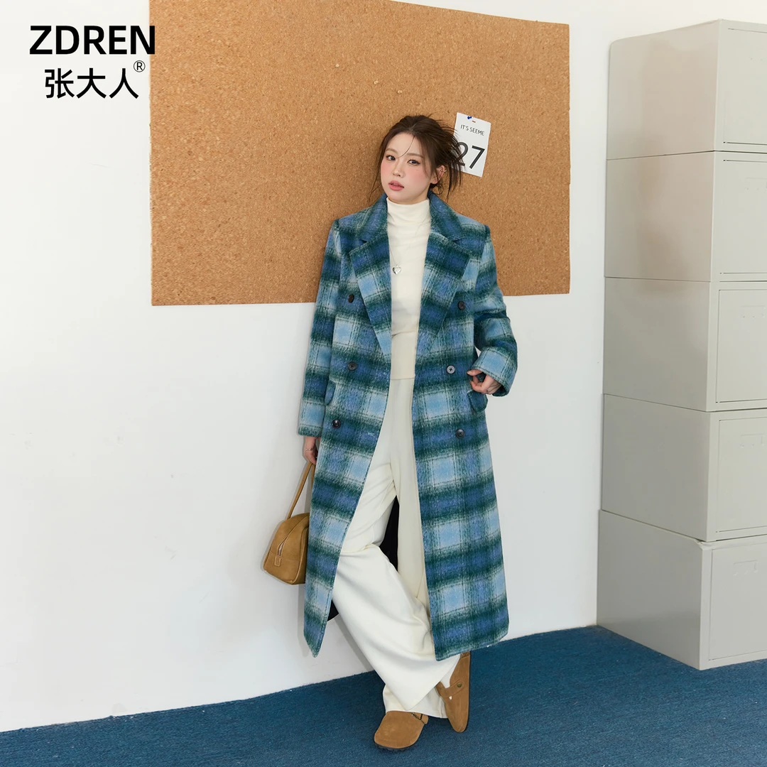 张大人【圣卢西亚】大码女装微胖妹妹百搭打底衫中长款毛呢大衣