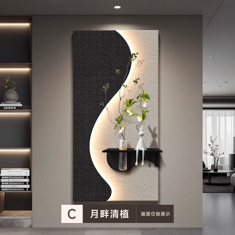 水培绿植玄关装饰画入户正对门2025新款挂号砂岩立体走廊客厅