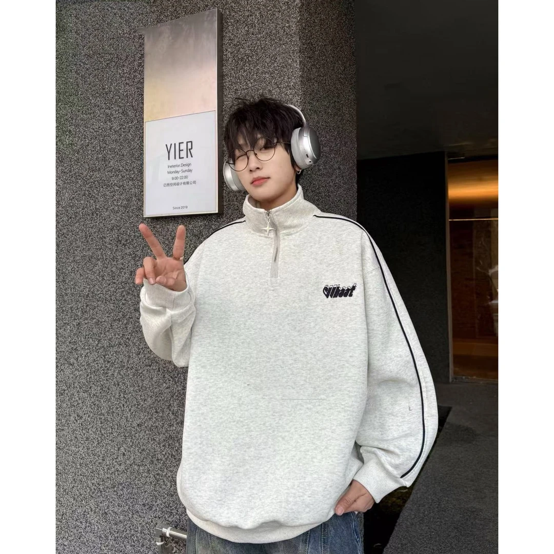 酷涵2508青少年潮牌休闲百搭立领牙刷绣春款卫衣