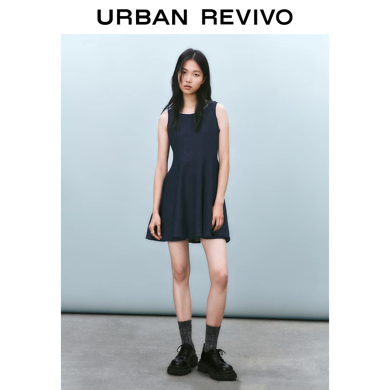 【春嬉游园】UR2025新品女装欧若风蝴蝶结牛仔连衣裙UYY850049