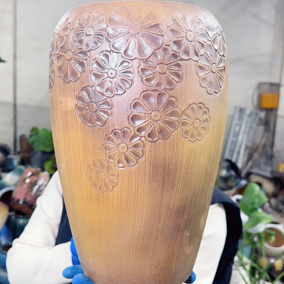 紫砂花盆高33口17