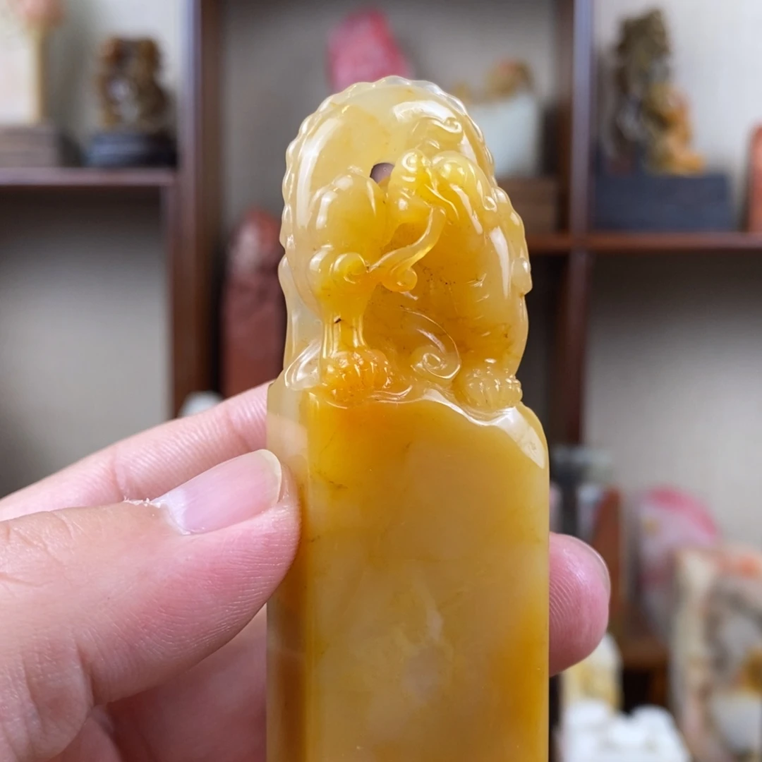 巴林石印石巴林石手工雕古兽钮章