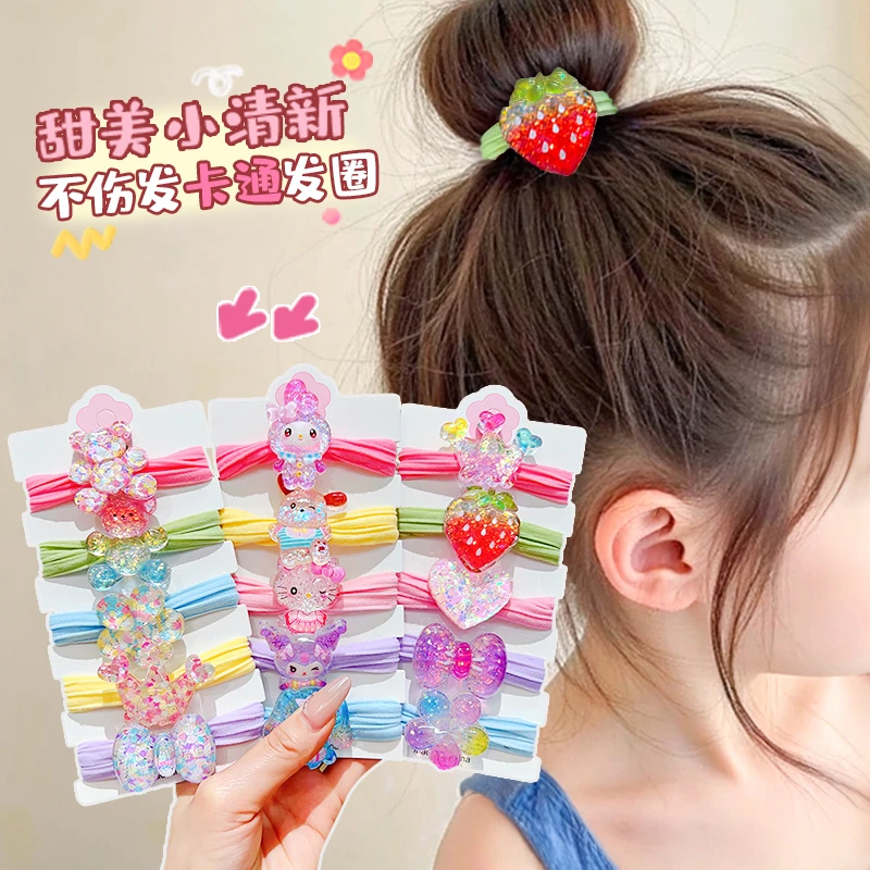 【卡通发圈】糖果色高弹力耐用头绳女童扎高马尾毛巾发圈卡通头饰