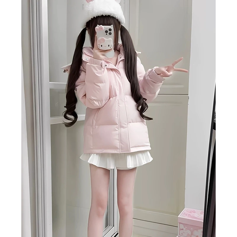 冬季2025新款粉色羽绒棉服女学院风加厚棉衣袄宽松小个子爆款外套