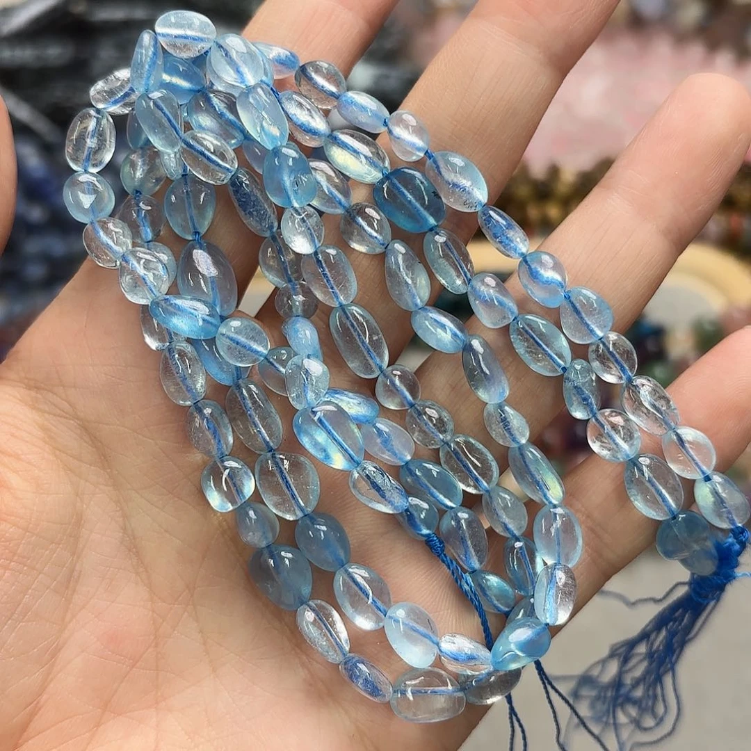 玛瑙/玉髓未镶嵌珠宝半成品6-8海蓝宝随行一条