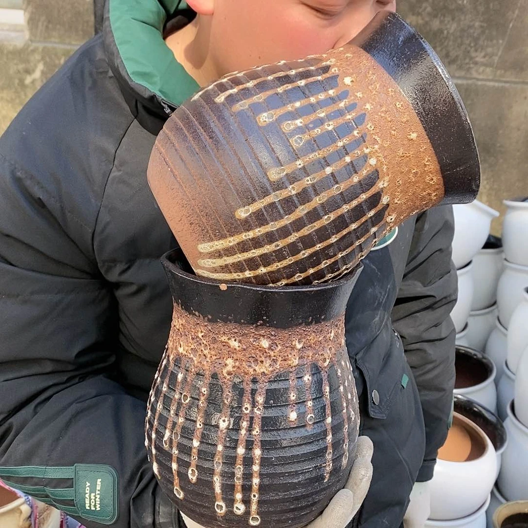 紫砂花盆瑕疵口15高20瑕疵