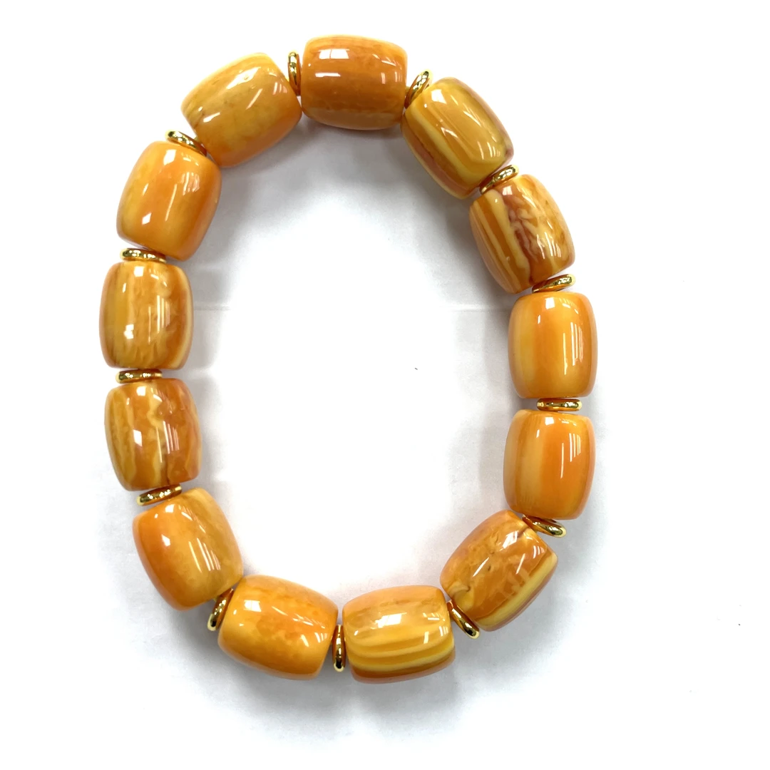 A176号12/14mm金丝色桶珠手串