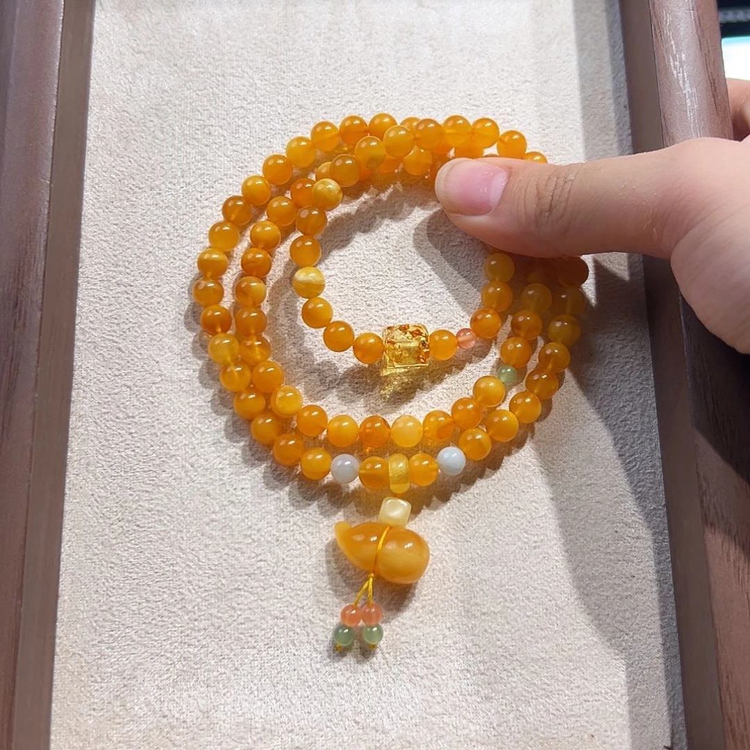 未镶嵌蜜蜡手链6.4mm蜜蜡手串
