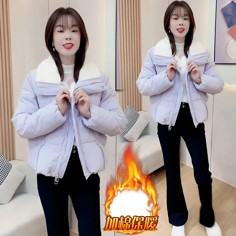 简约时尚短款气质棉服女2025年冬季新款宽松显瘦百搭加棉加厚外套