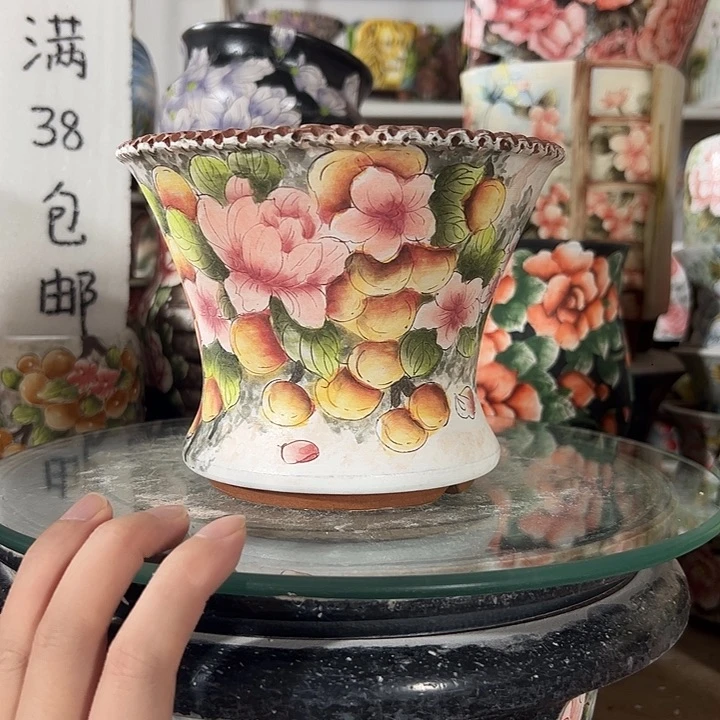 景德镇手绘花盆满38包邮偏远地区除外