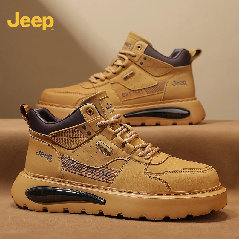 JEEP/吉普马丁靴男士春季户外英伦风大黄靴厚底防滑高帮休闲潮鞋