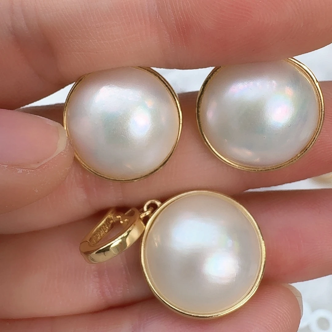 未镶嵌耳饰拼合珍珠（马贝珠）
