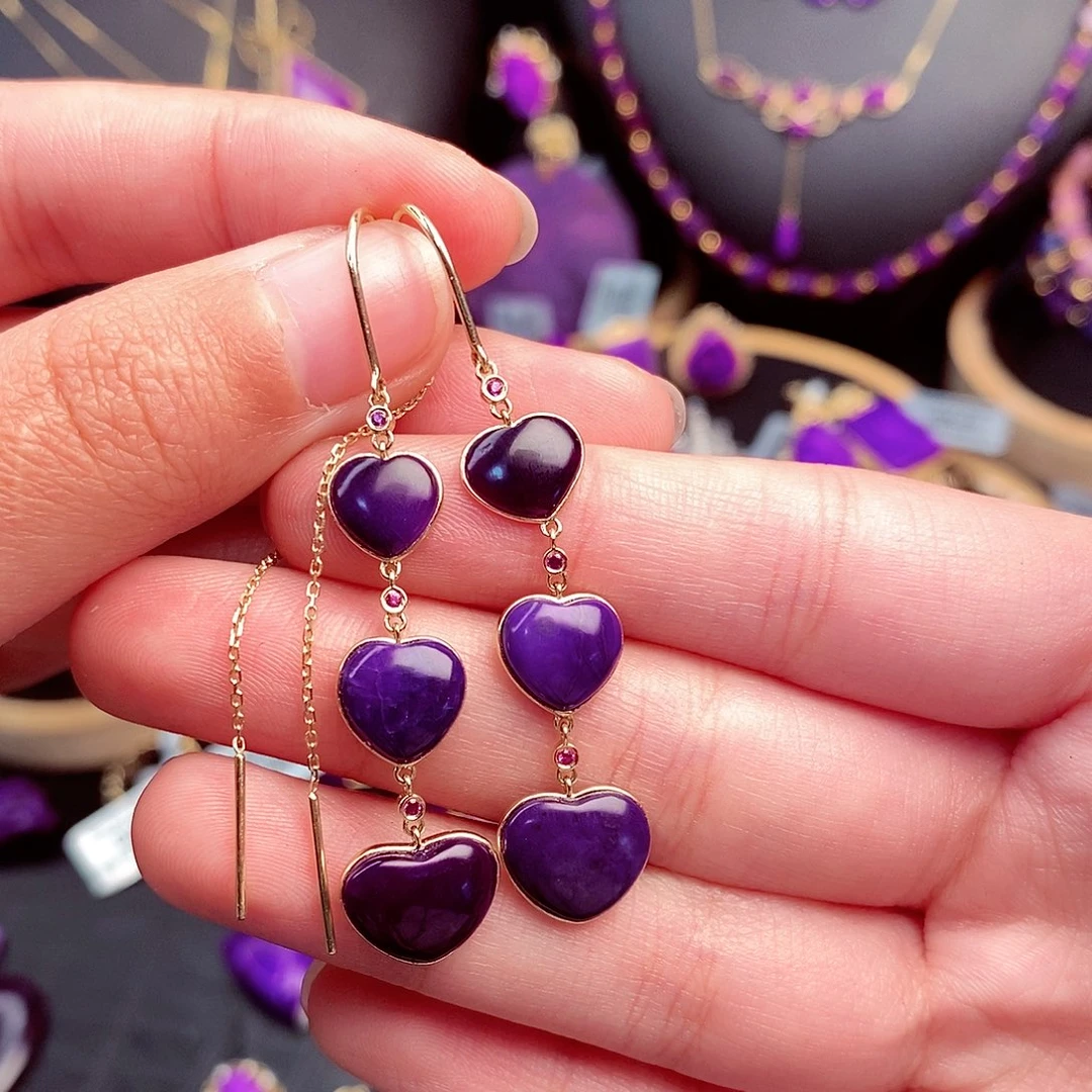 苏纪石（舒俱来）耳饰18K金镶嵌