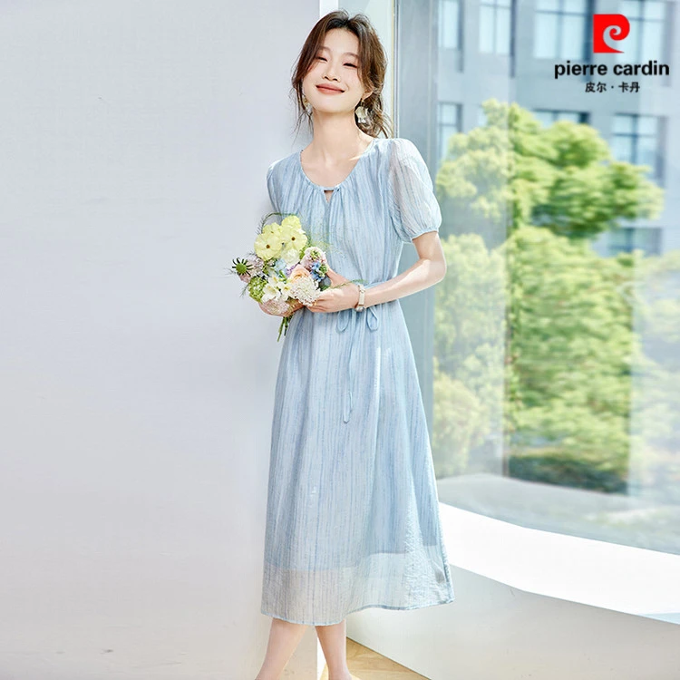 皮尔卡丹松时尚显瘦夏装裙子碎花后妈裙公主裙夏款连衣裙女生新款
