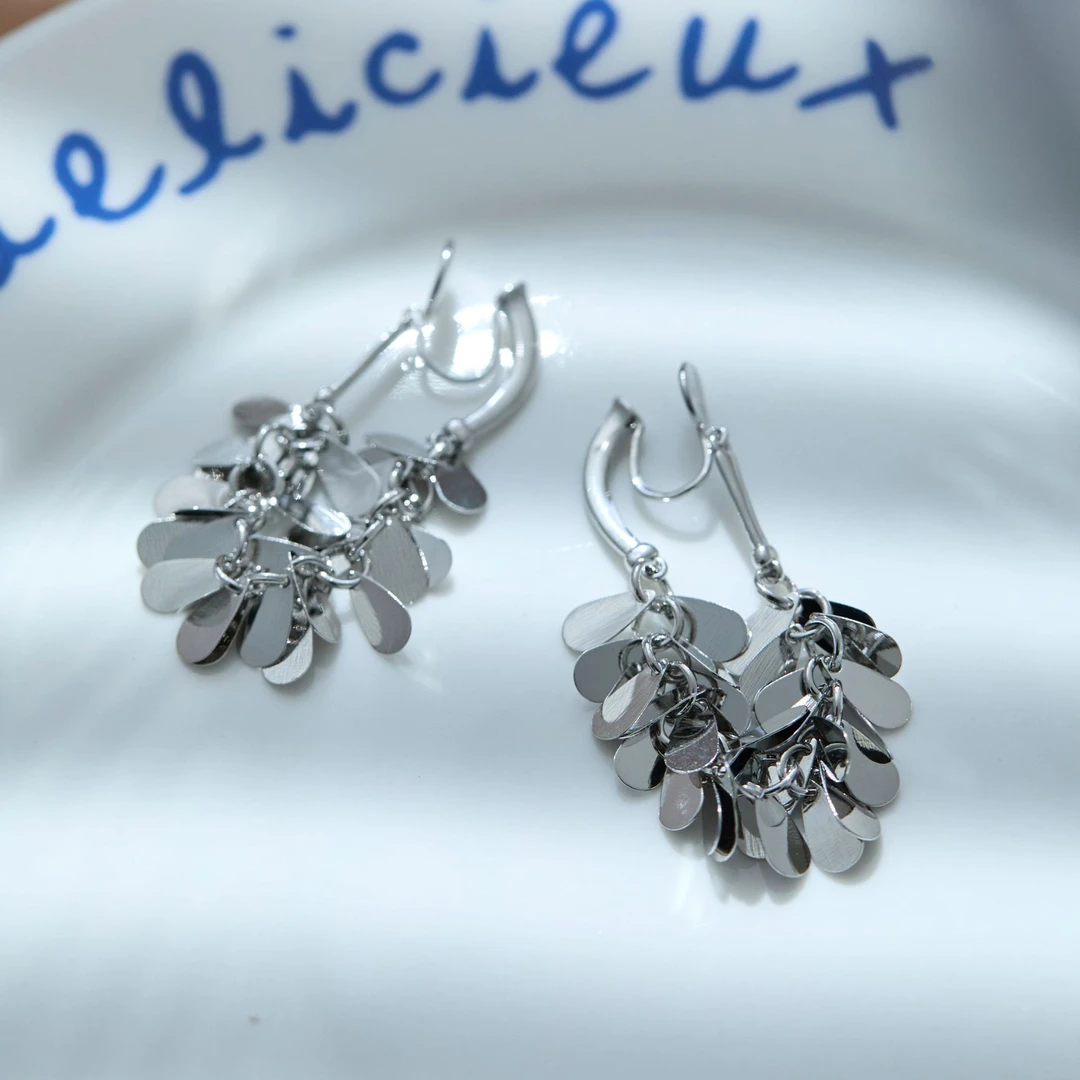 铜合金耳饰 小众设计感金属亮片流苏耳环女轻奢实商百搭麦穗耳饰