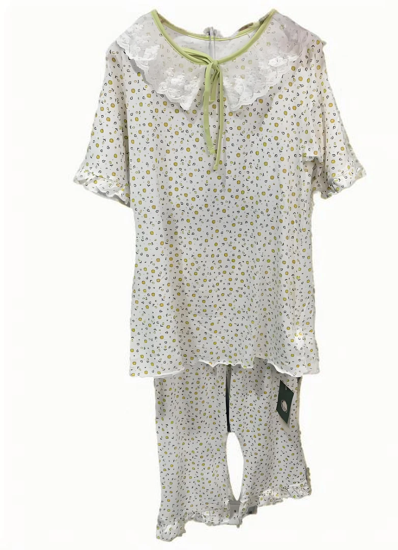 三只小鸭木耳花边开领口套装        5005