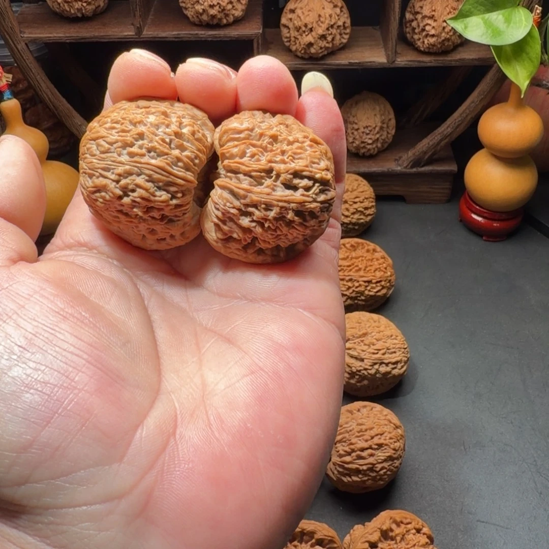 无***比文玩核桃把件南疆石团子凹底蚂蚁拉丝尺寸42