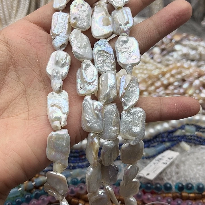 玛瑙/玉髓未镶嵌珠宝半成品一条长方片巴洛克珍珠