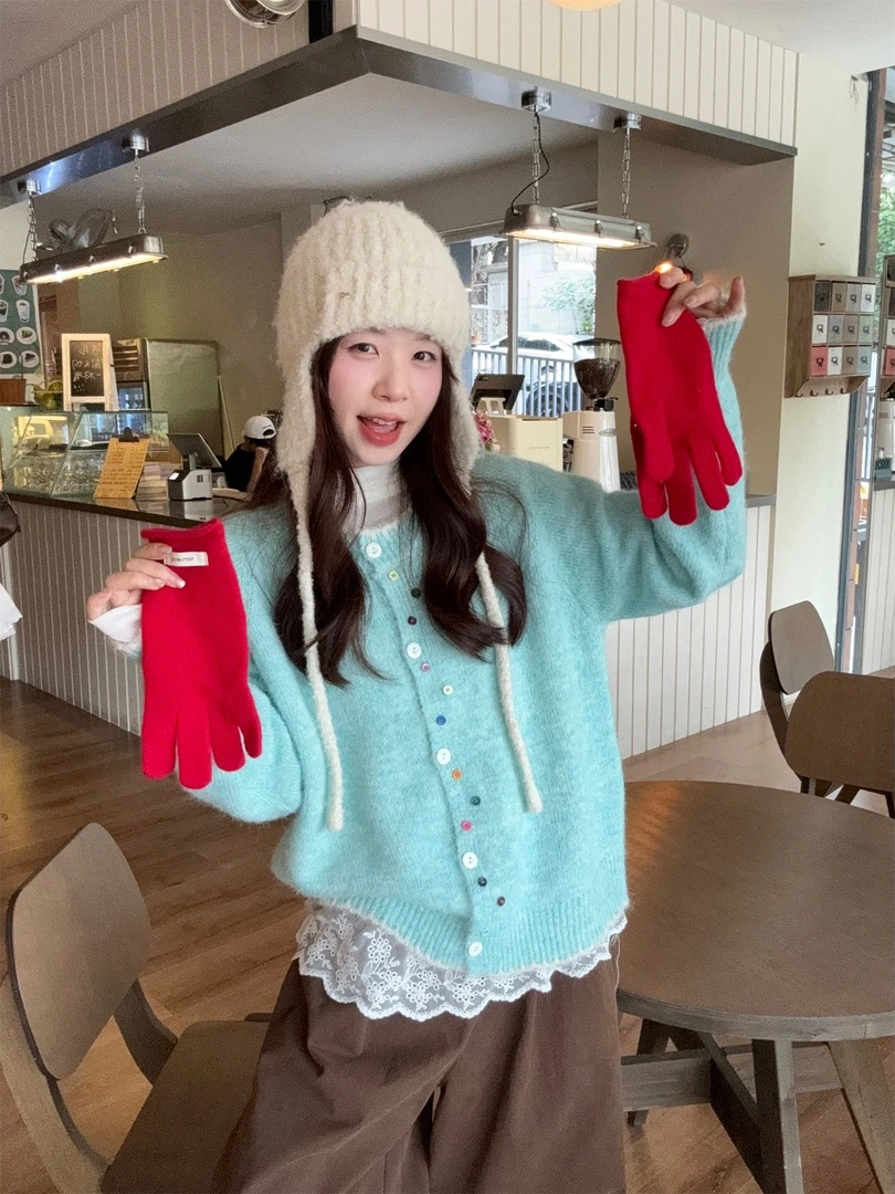 2025秋冬新款韩版宽松慵懒风圆领套头毛衣女百搭针织衫上衣外套潮