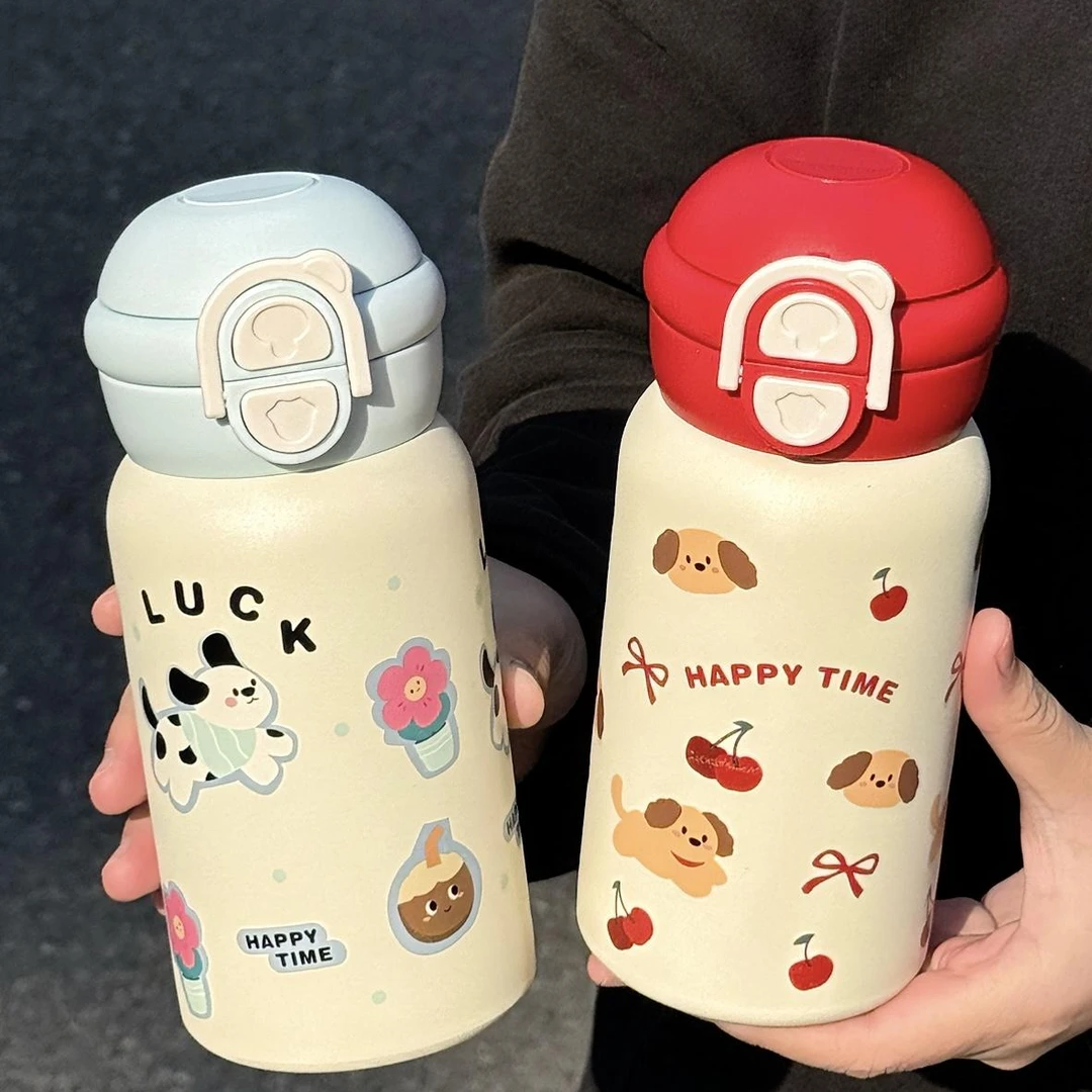 吸管保温杯女生创意高颜值可爱韩式大容量水杯学生上学简约新款h