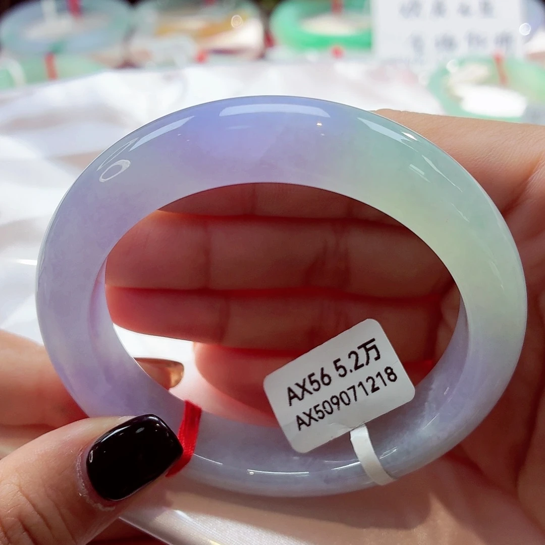 翡翠未镶嵌手镯冰春彩玛卡龙68-34